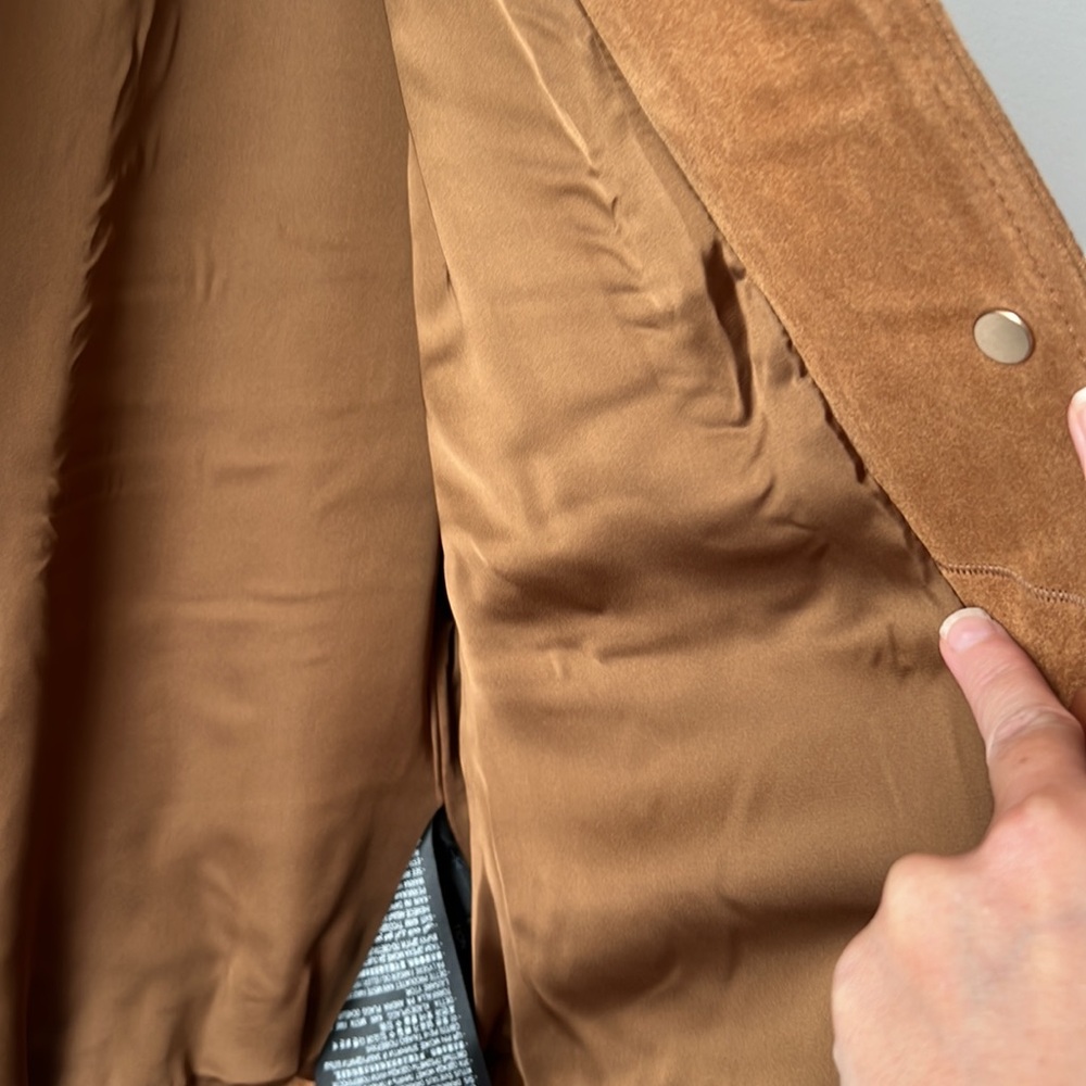 Massimo Dutti NWT Suede Leather Bomber Jacket With Gold Buttons. Size Small. - Picture 9 of 16